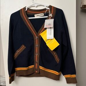 Misha And Puff Navy and Brown Kids Cardigan